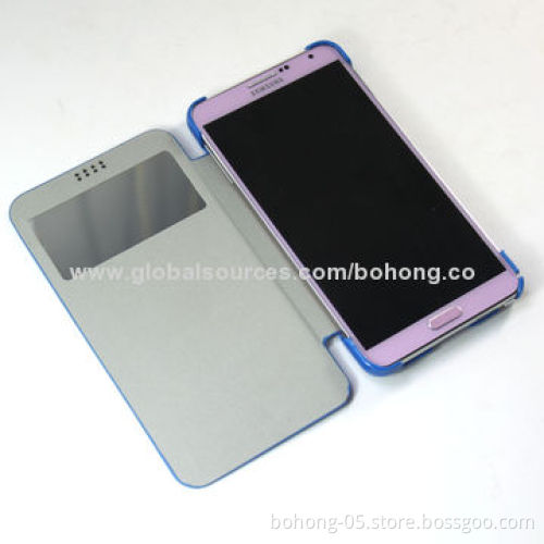 Folio Cases for Samsung N9000, Original Laminated PU Grain with Drawing Line Grain PC Bottom Mirror